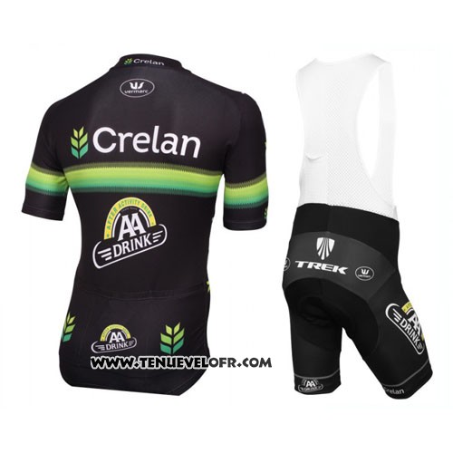 2016 Maillot Ciclismo Crelan AA Noir et Vert Manches Courtes et Cuissard